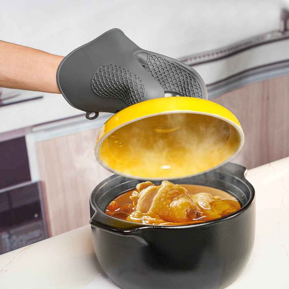 Oven Mitt Silicone - Household Thickened Silicone Oven Mitts Anti-scald
