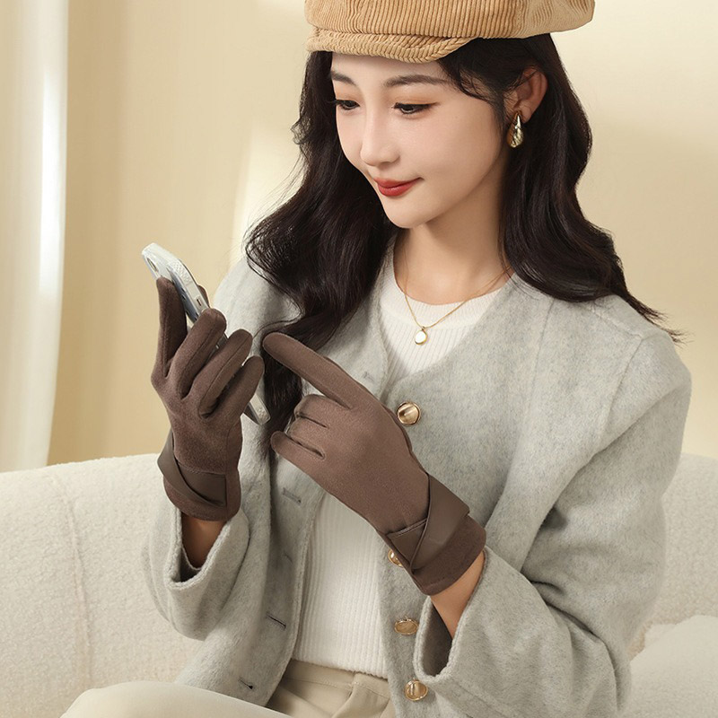 1 Pair Suede Gloves For Women  - Leather Driving Glove ulasan dan harga