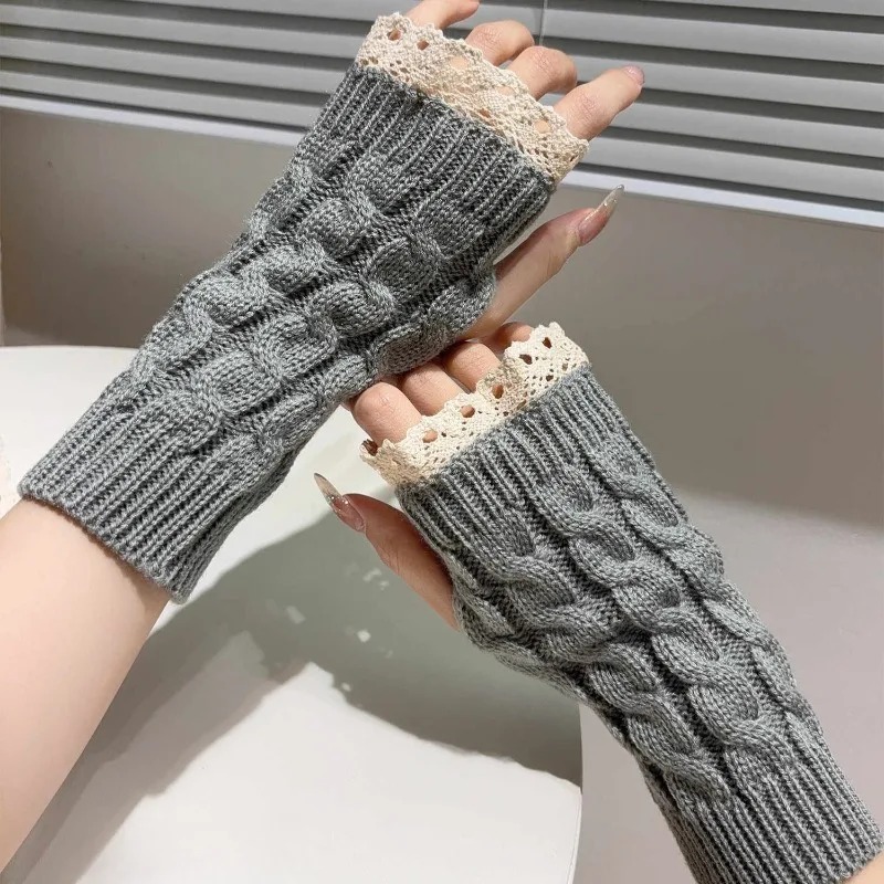 Cute Y2K Women Lace Fingerless - Fingerless Glove Knit ulasan dan harga