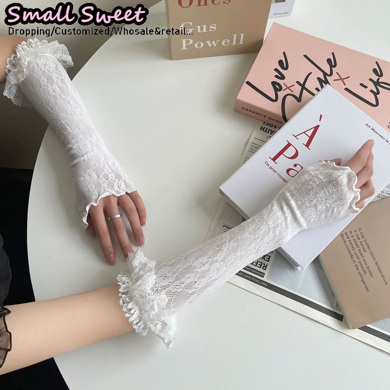 Women's Harajuku White Arm Sle - Fingerless Glove Knit ulasan dan harga