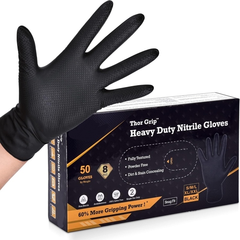 Heavy Duty Black Nitrile Glove - Nitrile Mechanic Glove ulasan dan harga