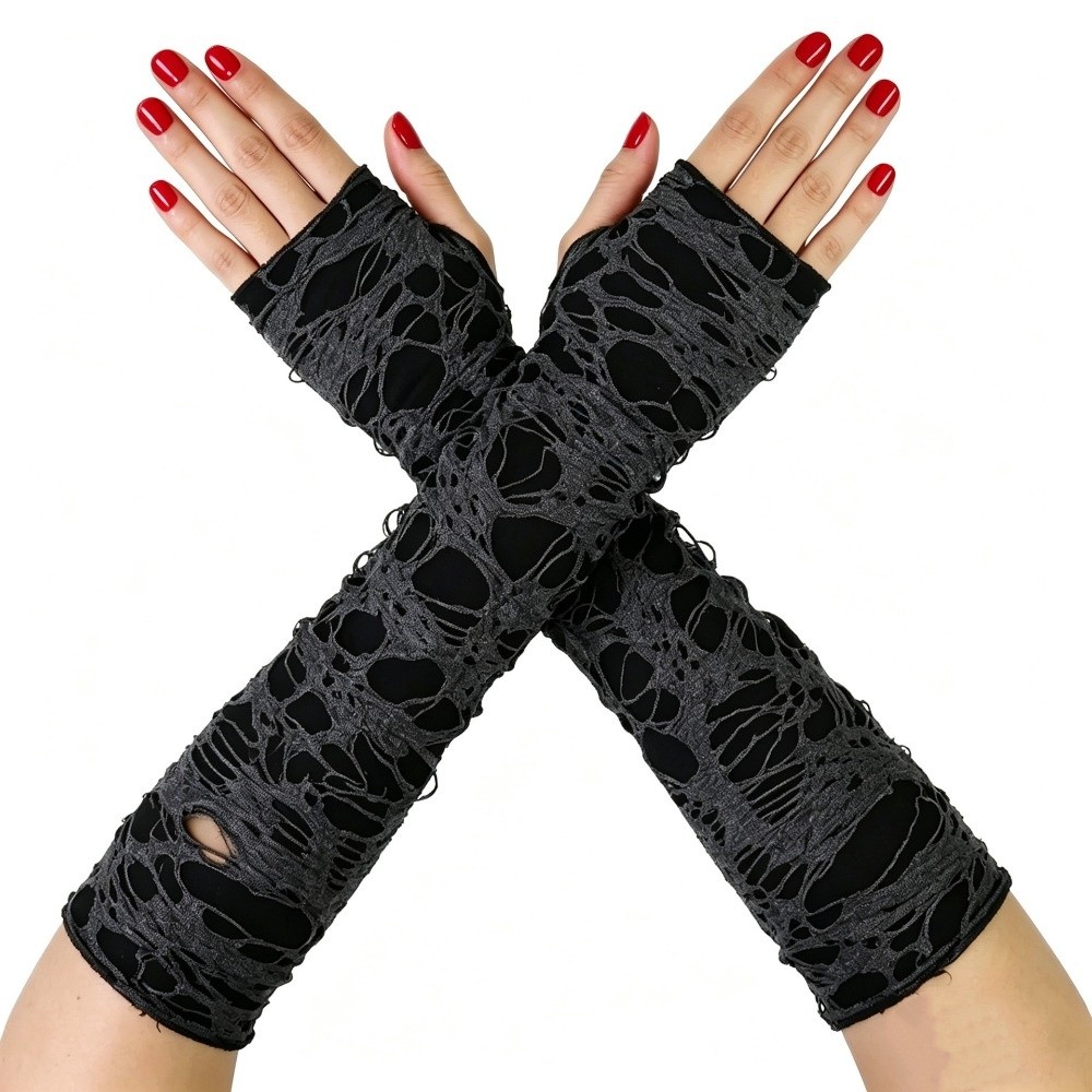 Long Punk Gloves Distressed St - Fingerless Glove Knit ulasan dan harga