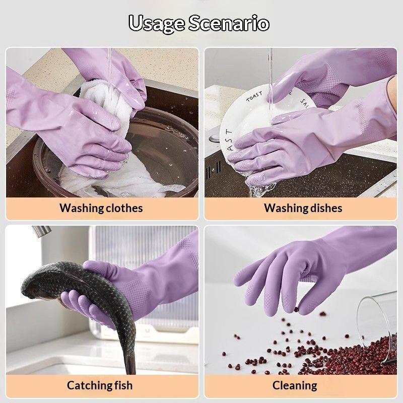 1Pair Latex Household Cleaning - Dish Glove Rubber ulasan dan harga