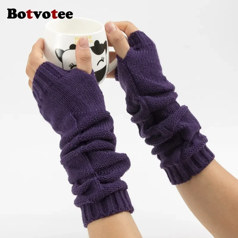 Botvotee Y2k Chunky Knit Arm W - Fingerless Glove Knit ulasan dan harga